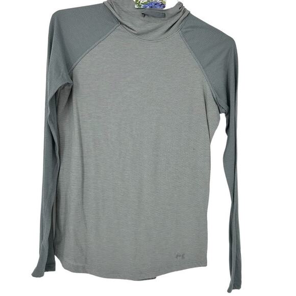 Under Armour Run Gray White Striped Heat Gear Hoodie Small - Picture 1 of 6